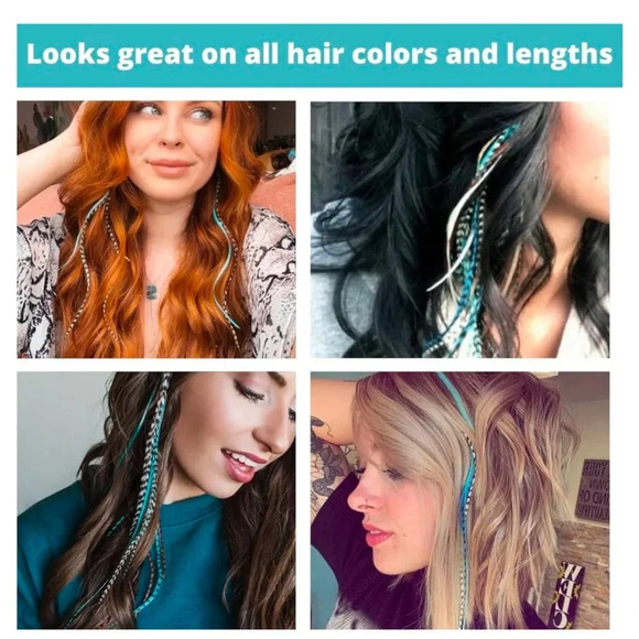 Hair Feather Extension Kit - Includes Feathers, Tools, and Accessories - Picture 2 of 16